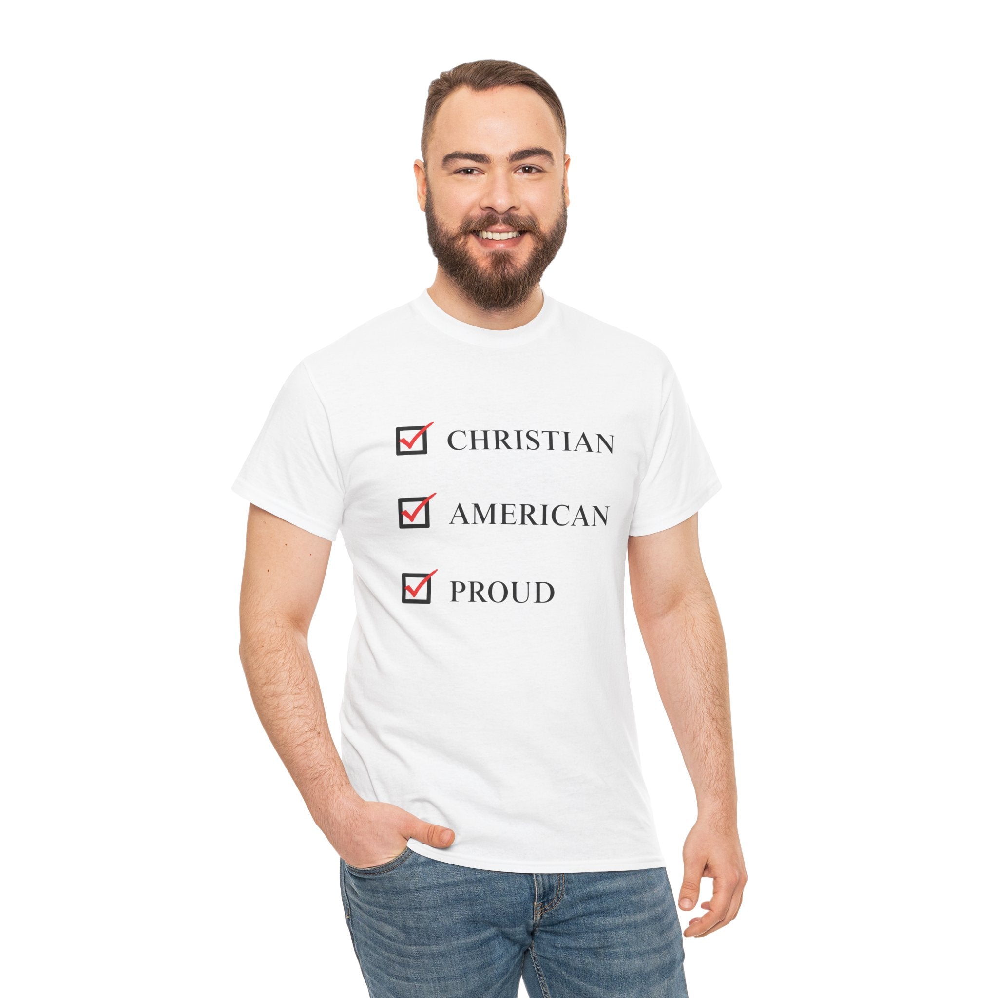 White Proud Christian American Freedom Tee