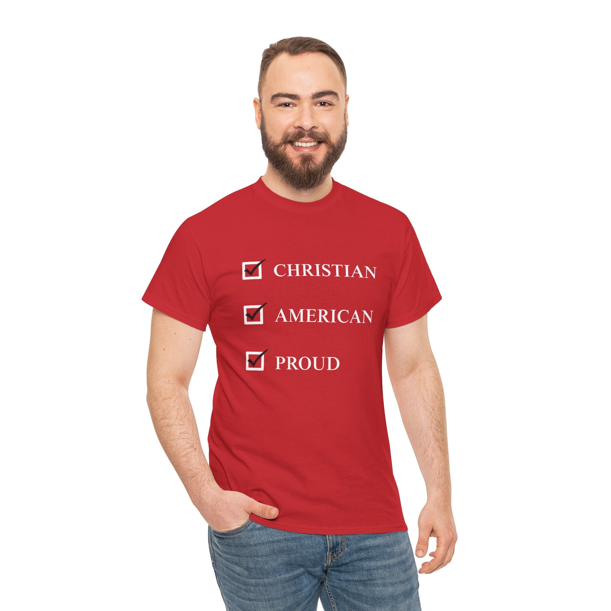 red Proud Christian American Freedom Tee